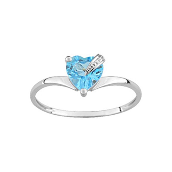 Bague topaze bleue traitée Or Blanc 750