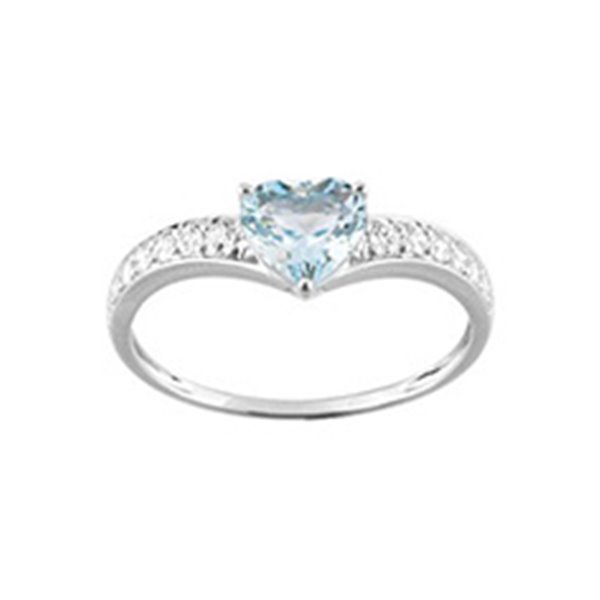 Bague topaze bleue traitée oxyde(s) de zirconium Or Blanc 750