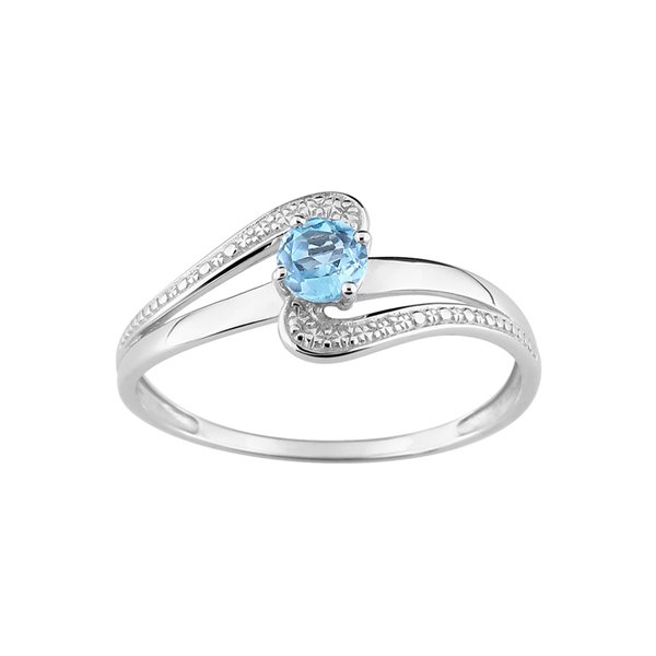 Bague topaze bleue traitée Or Blanc 750