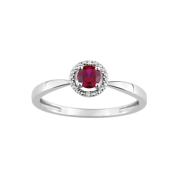 Bague rubis rouge oxyde(s) de zirconium Or Blanc 750