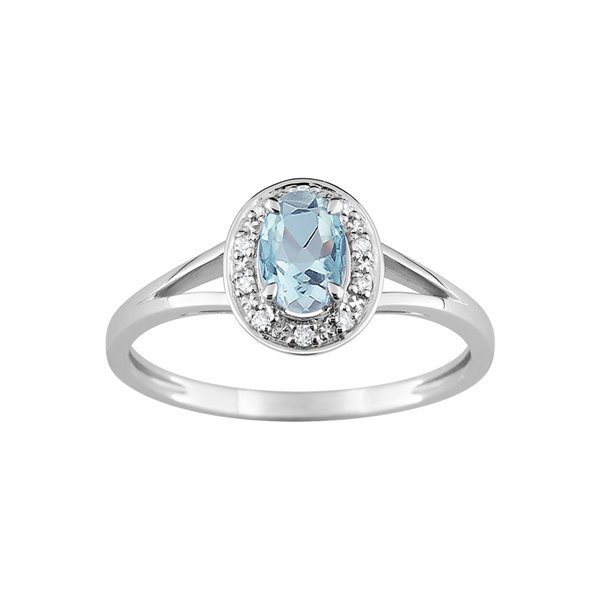 Bague topaze bleue traitée oxyde(s) de zirconium Or Blanc 750