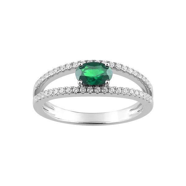 Bague émeraude diamant 0.22ct Or Blanc 750