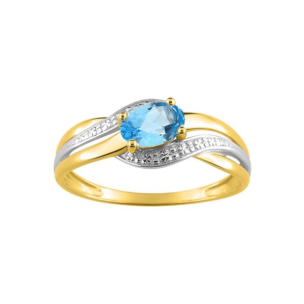 Bague topaze bleue traitée Or Jaune 750 rhodiée