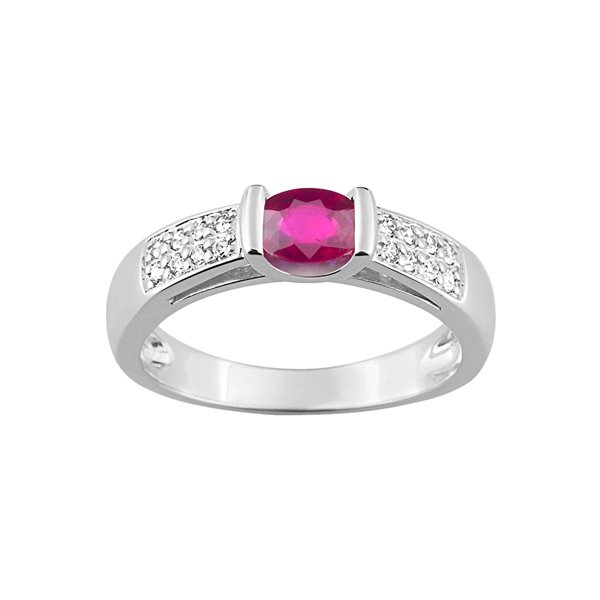 Bague rubis diamant 0.13ct Or Blanc 750