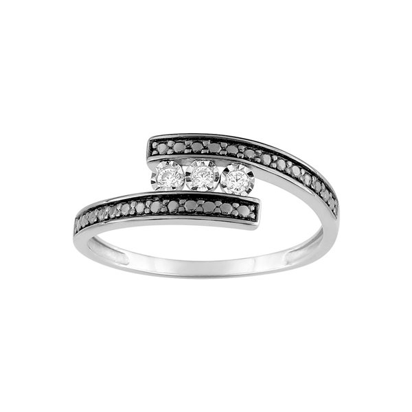 Bague diamant 0.05ct Or Blanc 750 rhodiée noir