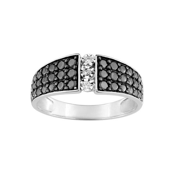 Bague diamant 0.02ct Or Blanc 750 rhodiée noir