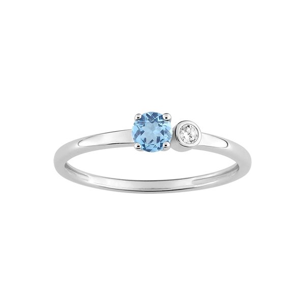 Bague topaze bleue traitée oxyde(s) de zirconium Or Blanc 750