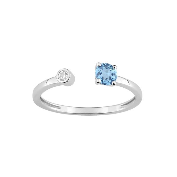 Bague topaze bleue traitée oxyde(s) de zirconium Or Blanc 750