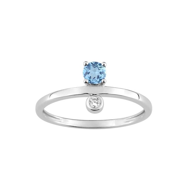 Bague topaze bleue traitée oxyde(s) de zirconium Or Blanc 750