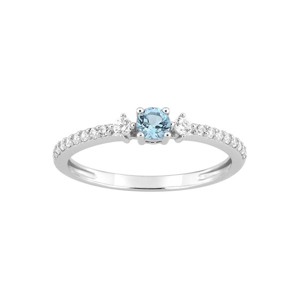 Bague topaze bleue traitée oxyde(s) de zirconium Or Blanc 750