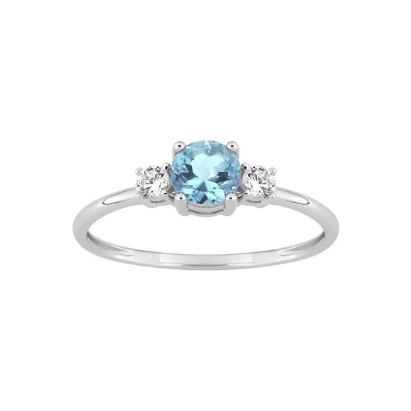 Bague topaze bleue traitée oxyde(s) de zirconium Or Blanc 750