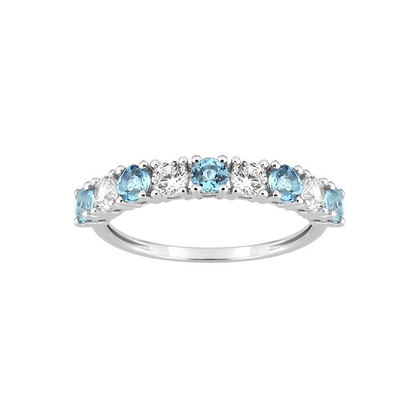 Bague topaze bleue traitée oxyde(s) de zirconium Or Blanc 750