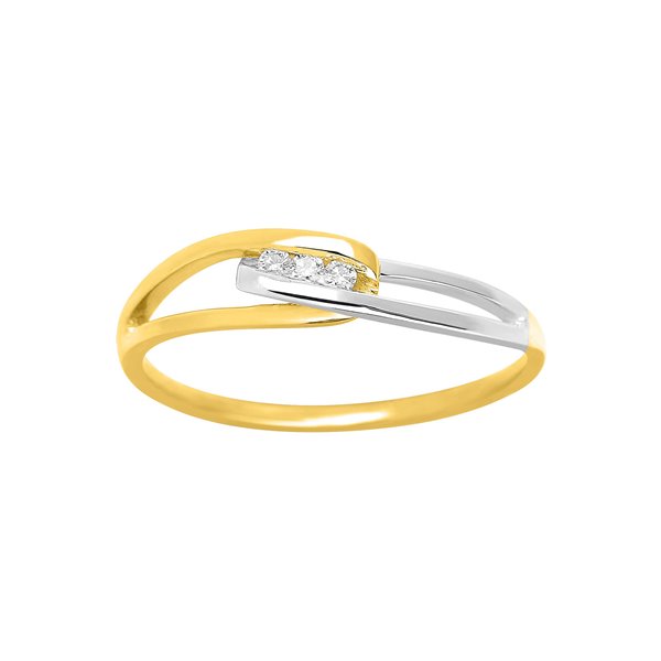 Bague trilogie diamant 0.03ct Or Jaune 750 rhodiée