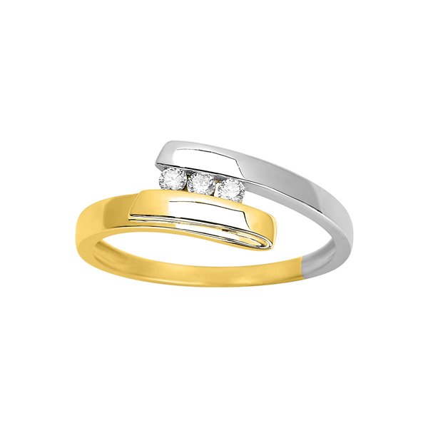 Bague trilogie diamant 0.08ct Or Jaune 750 rhodiée