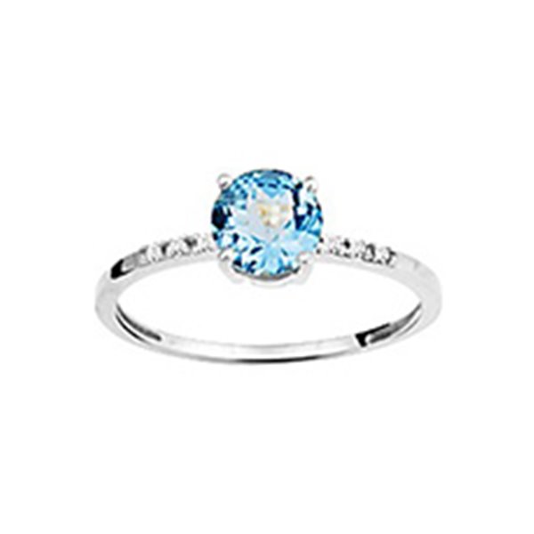 Bague diamant topaze bleue traitée Or Blanc 750