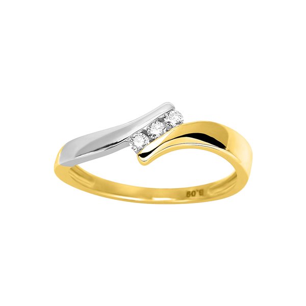 Bague trilogie diamant 0.09ct Or Jaune 750 rhodiée