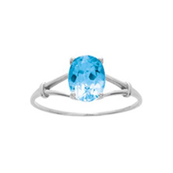 Bague topaze bleue traitée Or Blanc 750