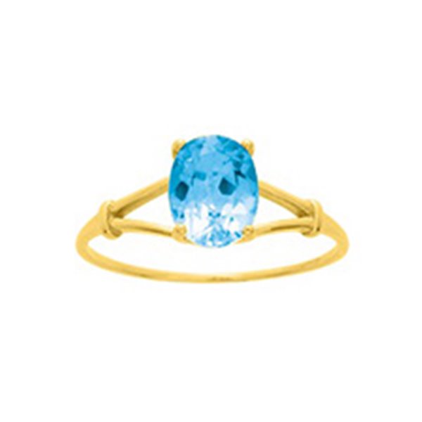 Bague topaze bleue traitée Or Jaune 750