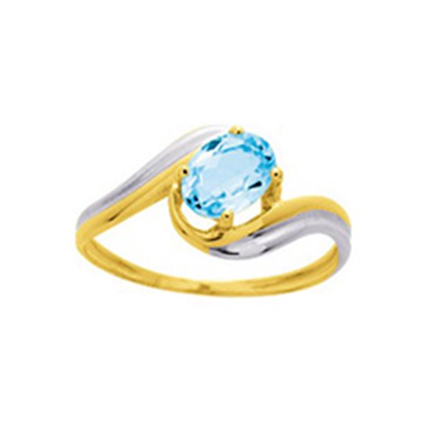 Bague topaze bleue traitée Or Jaune et blanc Or 750