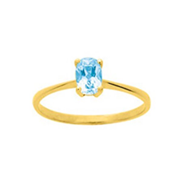 Bague topaze bleue traitée Or Jaune 750