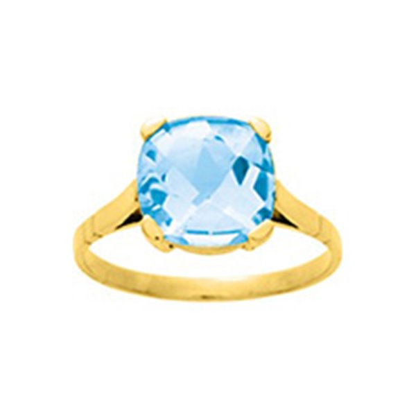 Bague topaze bleue traitée Or Jaune 750