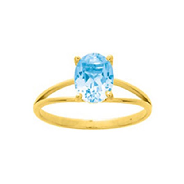 Bague topaze bleue traitée Or Jaune 750