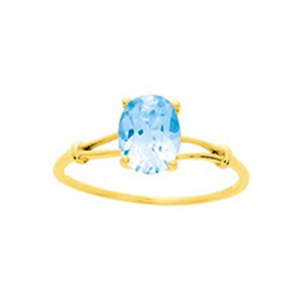 Bague topaze bleue traitée Or Jaune 750