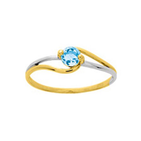 Bague topaze bleue traitée Or Jaune et blanc Or 750