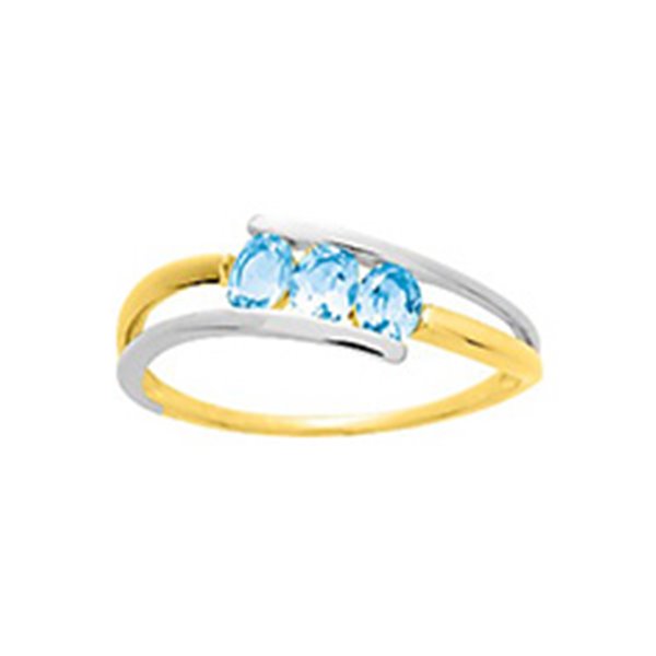 Bague topaze bleue traitée Or Jaune et blanc Or 750