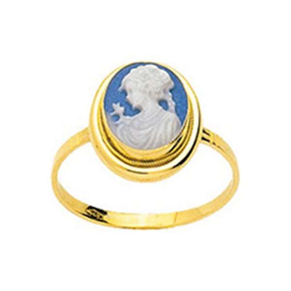 Bague Or Jaune 750 porcelaine bleue