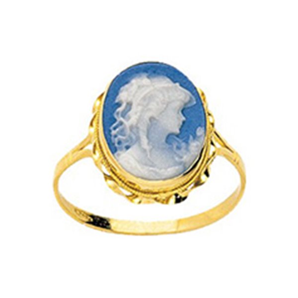 Bague Or Jaune 750 porcelaine bleue