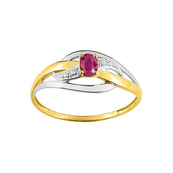 Bague rubis Or Jaune 750 rhodiée