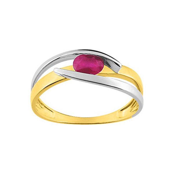 Bague rubis Or Jaune 750 rhodiée