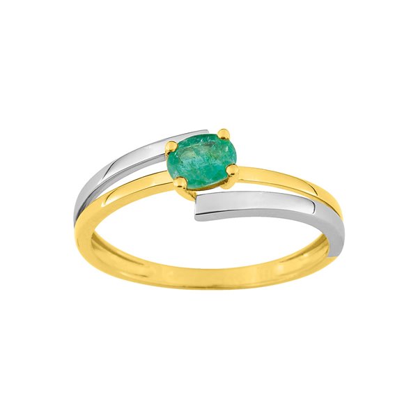 Bague émeraude Or Jaune 750 rhodiée