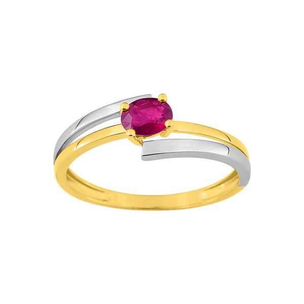 Bague rubis Or Jaune 750 rhodiée