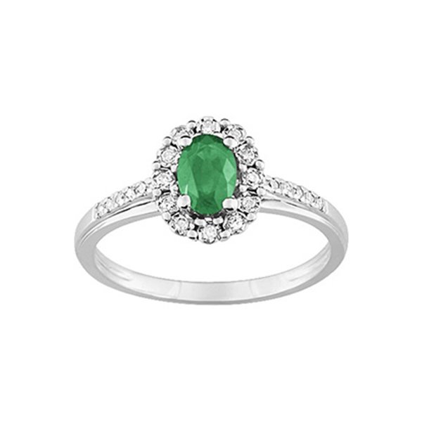 Bague émeraude diamant 0.11ct Or Blanc 750