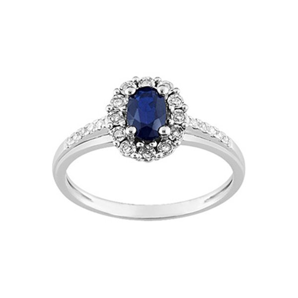 Bague saphir 0.59 diamants 0.11 Or Blanc 750