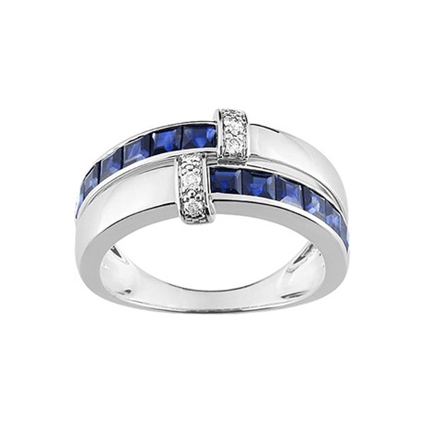 Bague saphir 1.58 diamants 0.078ct Or Blanc 750