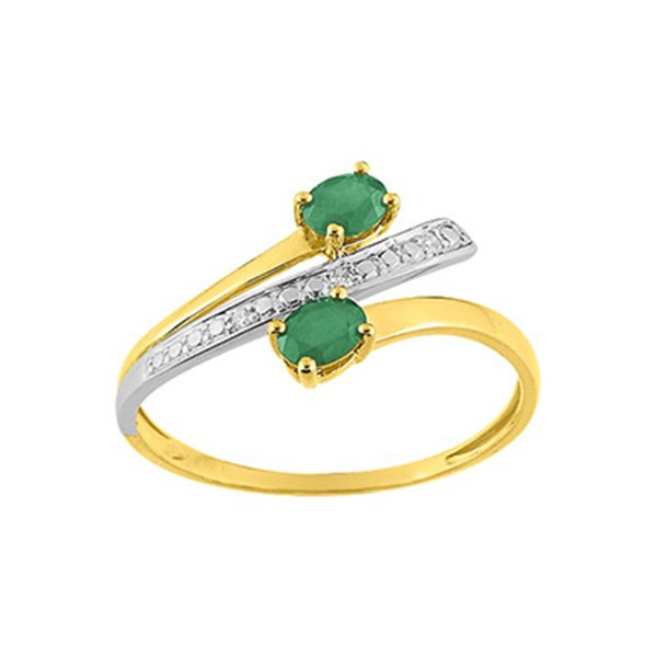 Bague émeraude diamant 0.02ct Or Jaune 750 rhodiée