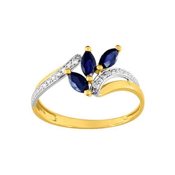 Bague saphir diamant 0.028 bicolore Or 750