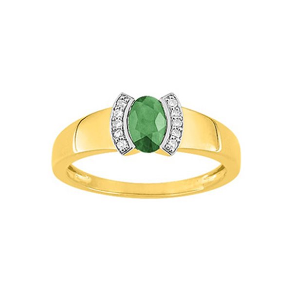 Bague émeraude diamant 0.05ct Or Jaune 750 rhodiée