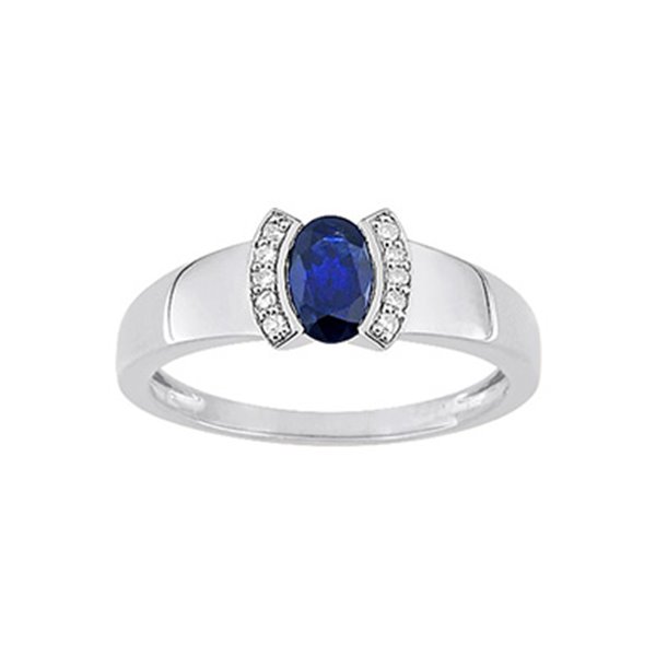 Bague saphir diamant 0.05ct Or Blanc 750