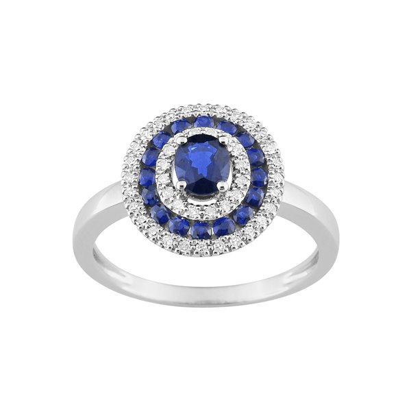 Bague saphir 0.91 diamant 0.13ct Or Blanc 750