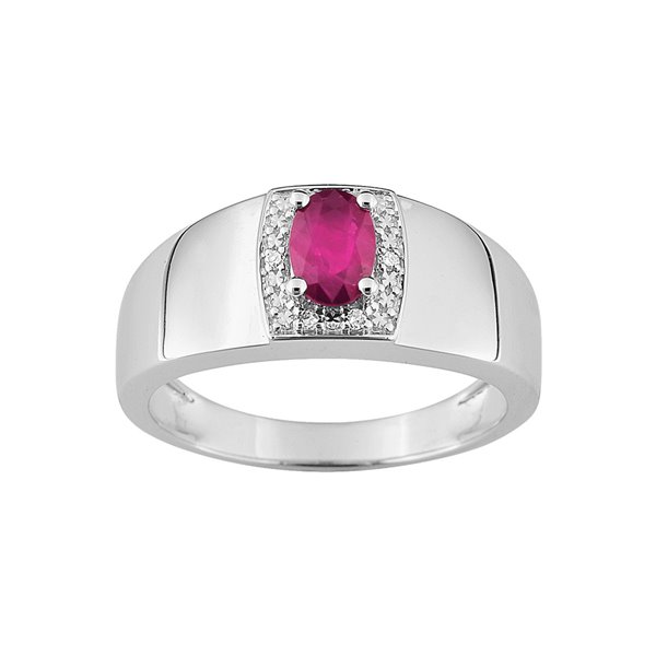 Bague rubis 0.54c diamant 0.024ct Or Blanc 750