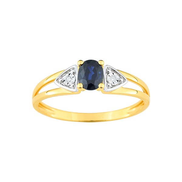 Bague saphir diamant 0.01 bicolore Or 750