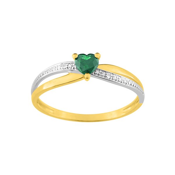 Bague émeraude diamant 0.01ct Or Jaune 750 rhodiée