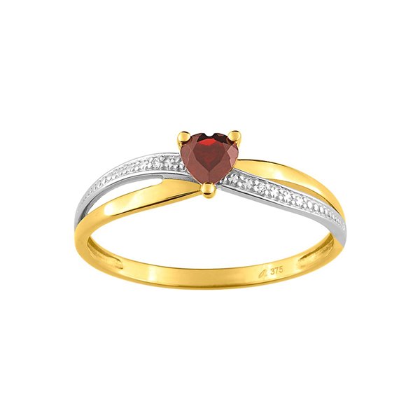 Bague rubis diamant 0.01ct Or Jaune 750 rhodiée