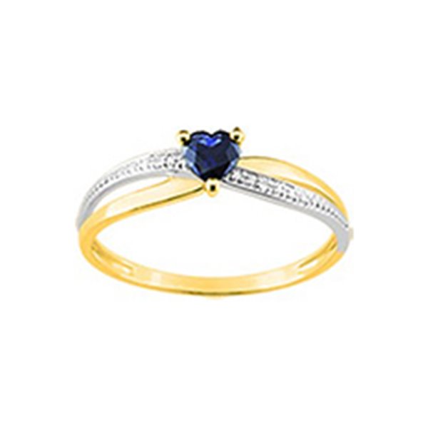 Bague saphir 0.36 diamant 0.006ct Or Jaune et blanc Or 750