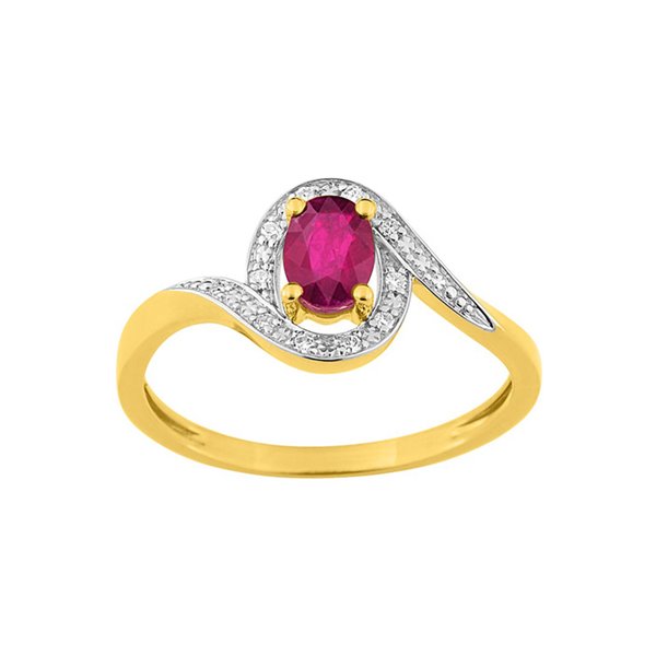 Bague rubis 0.54c diamant 0.05ct Or Jaune et blanc Or 750