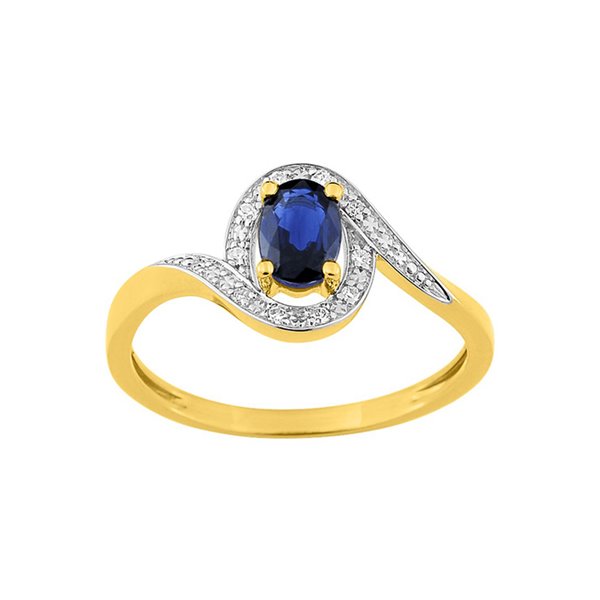 Bague saphir 0.56c diamant 0.05ct Or Jaune et blanc Or 750